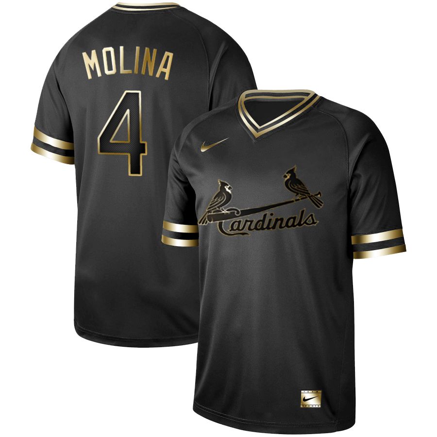Men St.Louis Cardinals 4 Molina Nike Black Gold MLB Jerseys